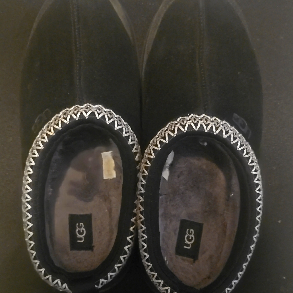 UGG Black Slippers with White Trim